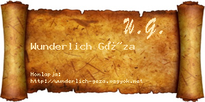 Wunderlich Géza névjegykártya