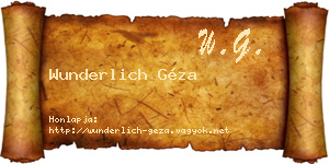 Wunderlich Géza névjegykártya